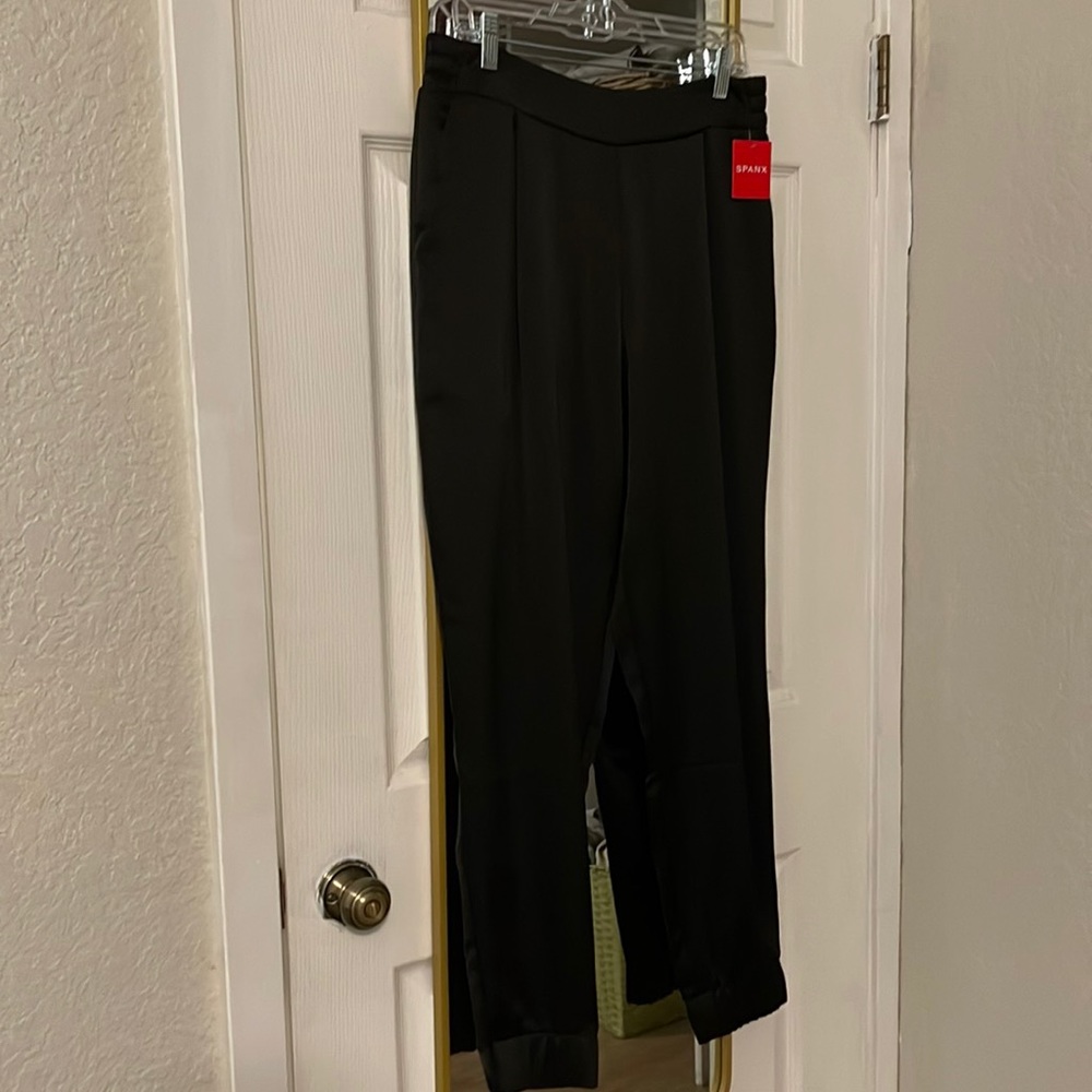 Spanx satin pants w/ elastic ankle and waistband